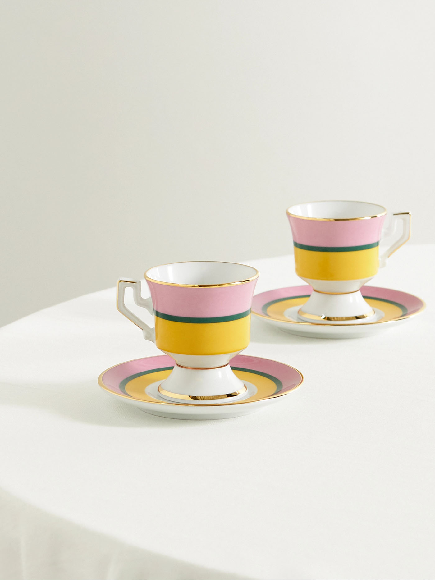 100 La Doublej, Gold Plated Porcelain Espresso Cups And Saucers, Net A Porter.com