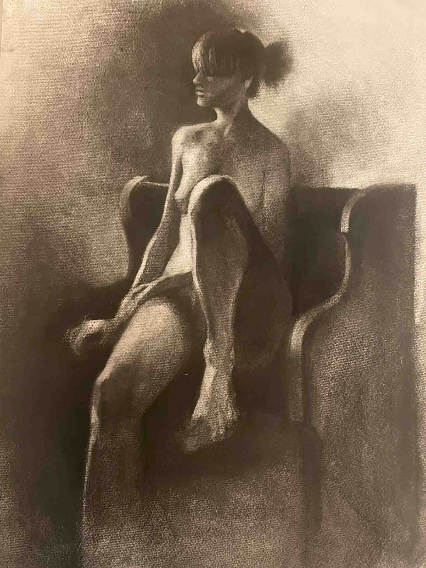 53 Figure Study 11.6, Charcoal On Paper, 24 X 18 Inches