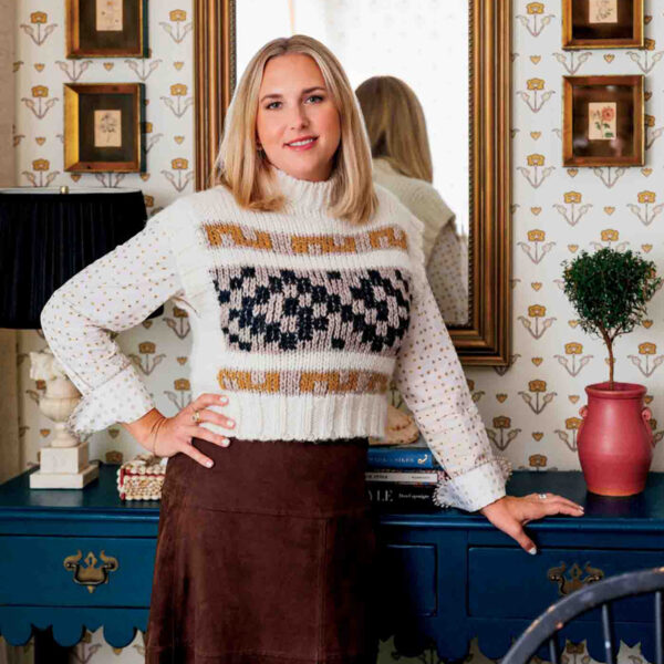 41 Main Katy Evans Wearing Forte Forte Sweater, Sylvia Tcherassi Blouse, Tonya Taylor Suede Skirt, And Manseur Gavriel Loafers From The Lake Forest Shop