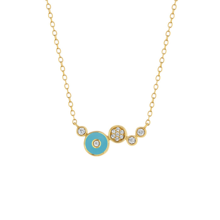 42 Main Petite Frites, Champagne Necklace In Yellow Gold And Sky Blue, Petite Frites.com