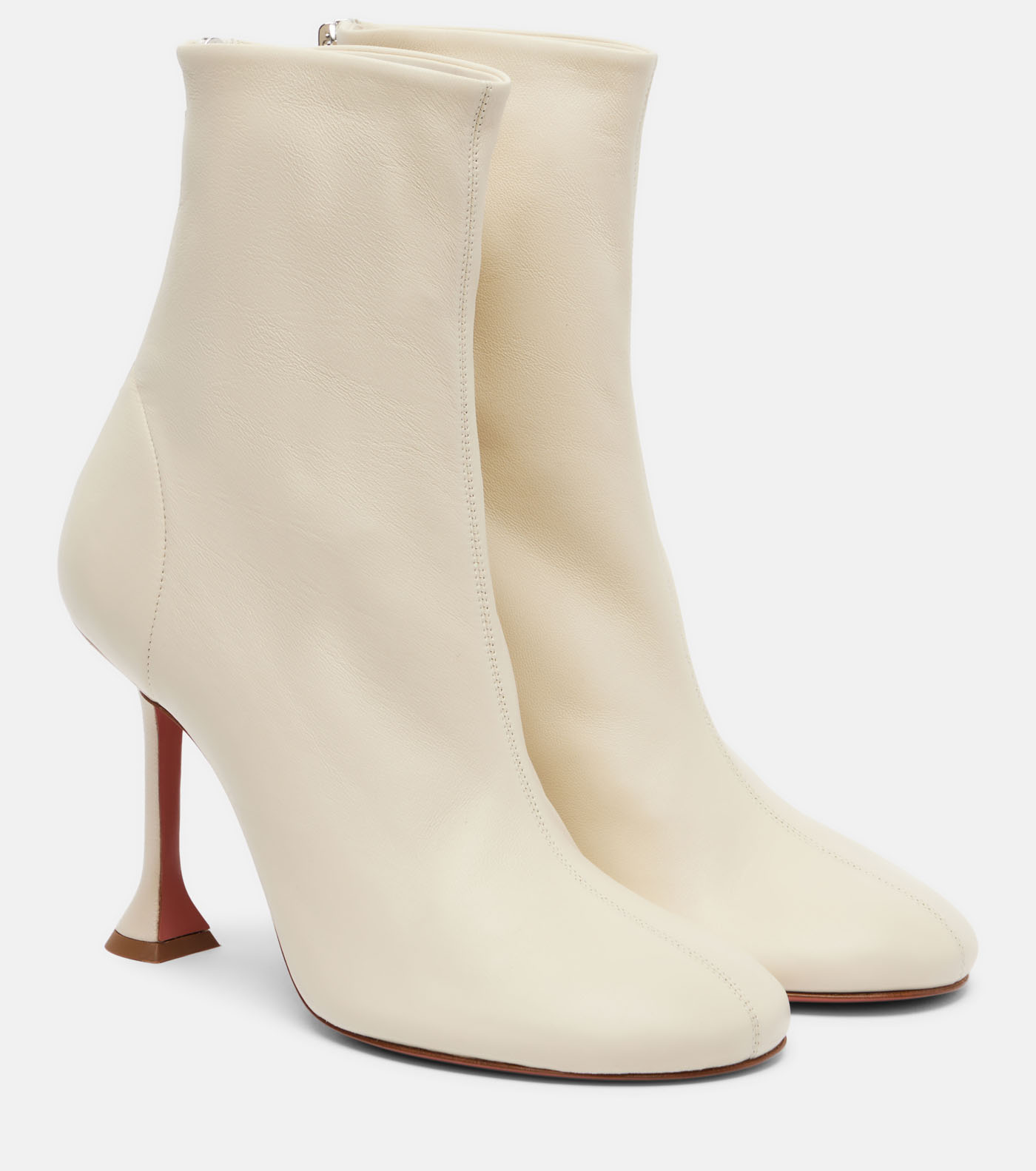 44 Amina Muaddi, Iris 95 Leather Ankle Boots, Mytheresa.com