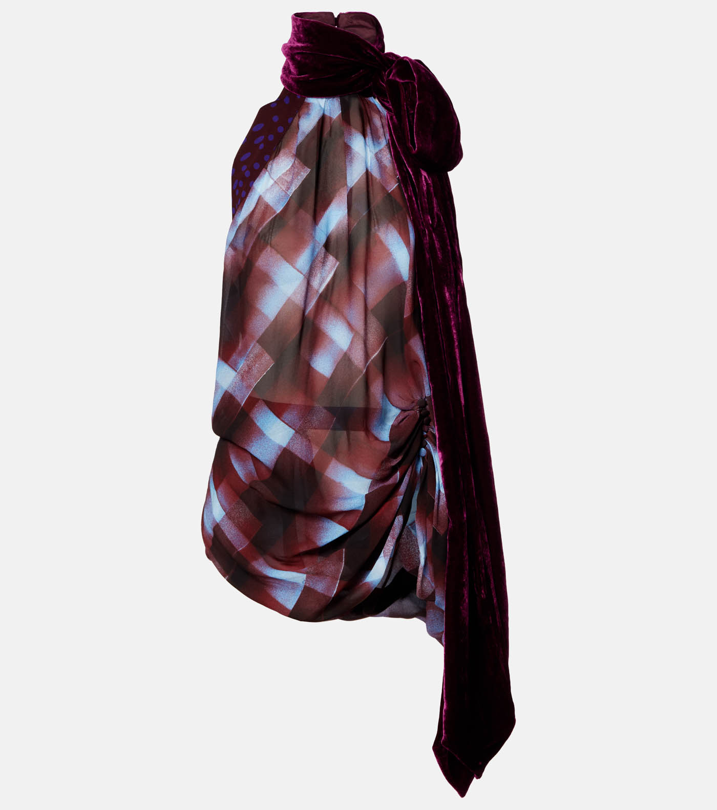44 Dries Van Noten, Checked Scarf Detail Halterneck Top, Mytheresa.com