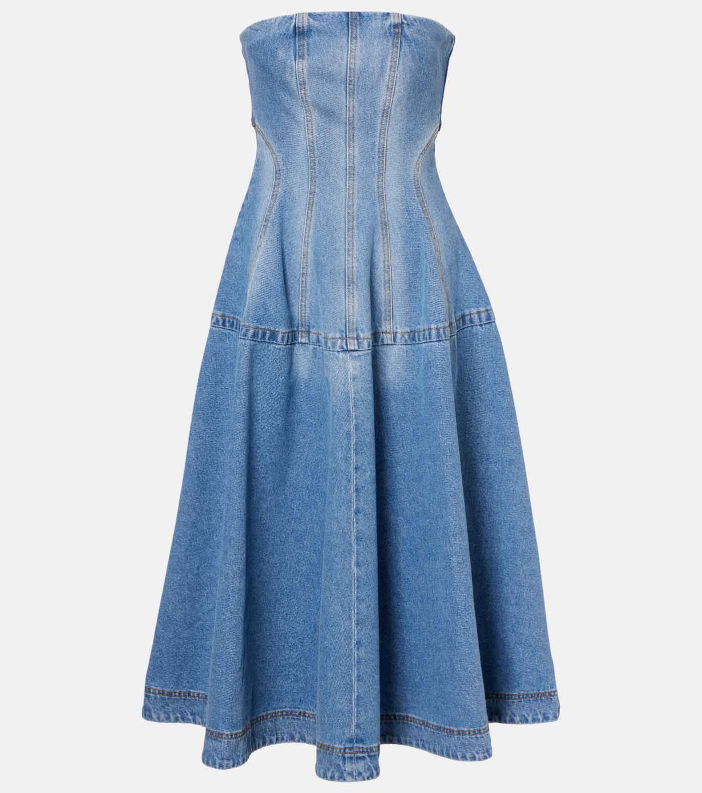 44 Magda Butrym, Flared Denim Midi Dress, Mytheresa.com
