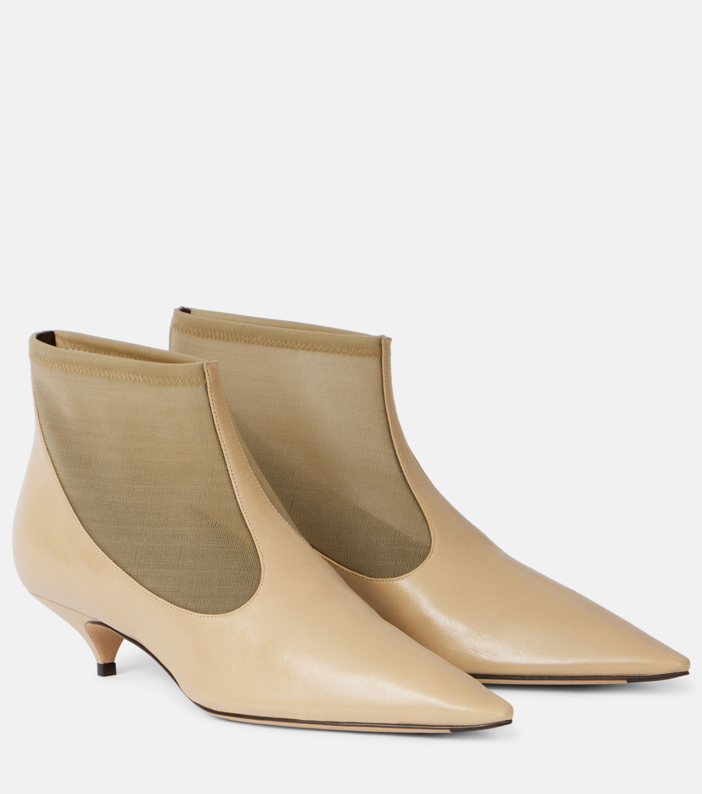 44 The Row, Leather And Mesh Ankle Boots, Mytheresa.com