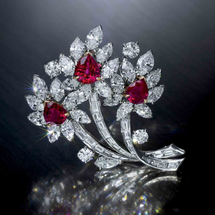 58 Main An Important Van Cleef & Arpels Burmese Ruby And Diamond Brooch (background)