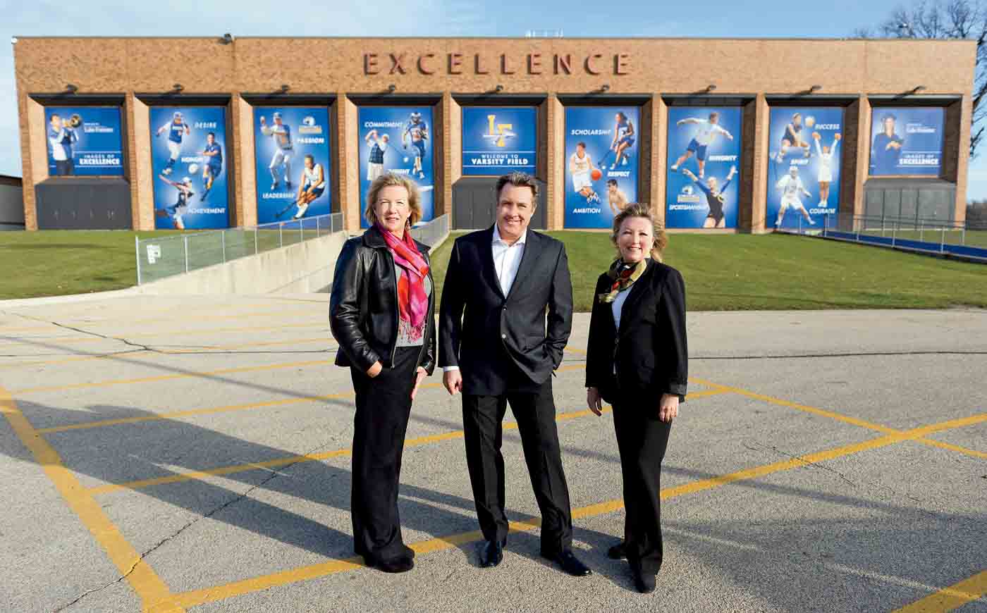 59 Ellen Funk, Brian Vandenberg, And Sharon Golan In Front Of The Inaugural Wall Of Excellence. Photograph By Jim Prisching