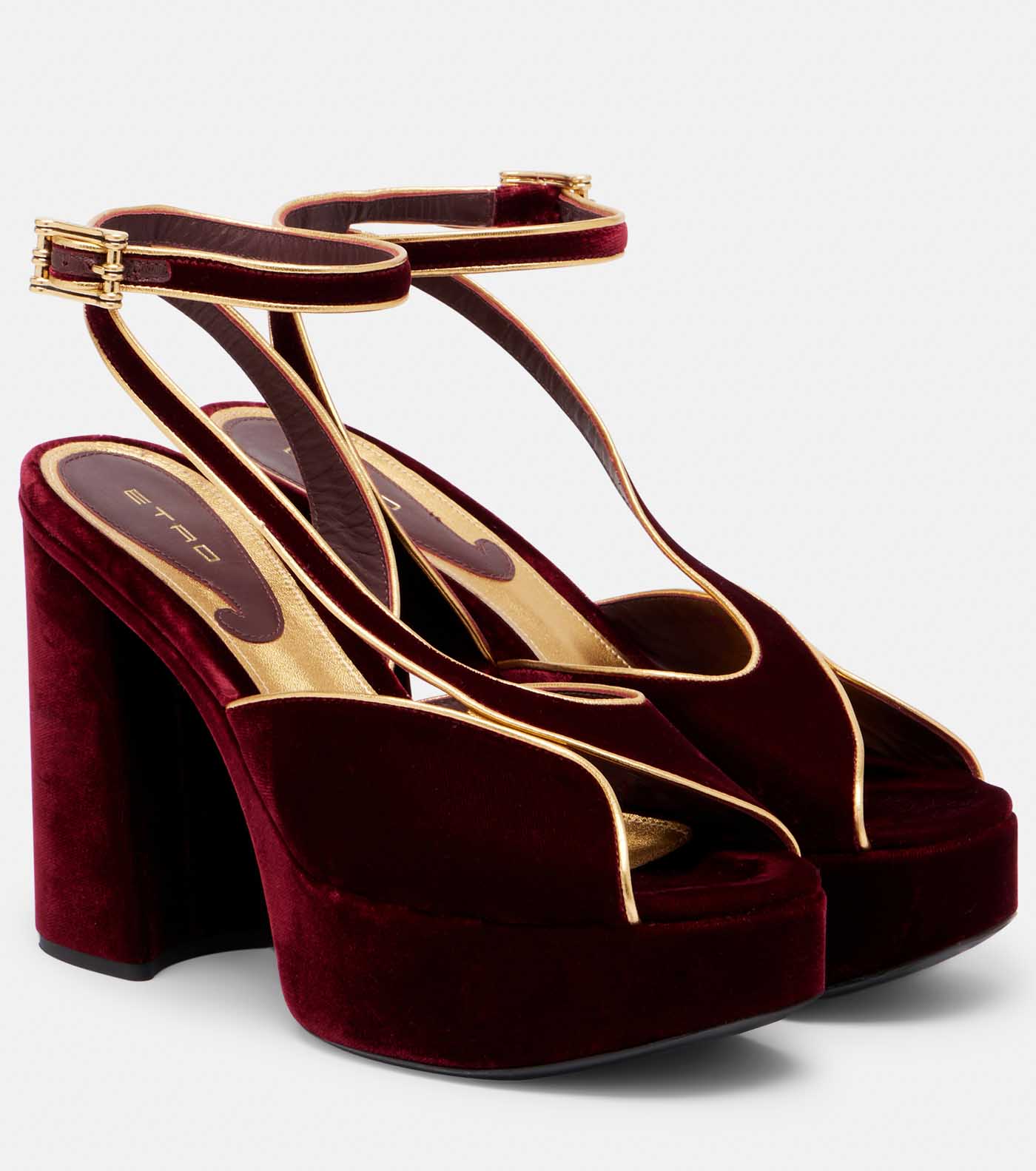 44 Etro, 120 Velvet Platform Sandals, Mytheresa.com
