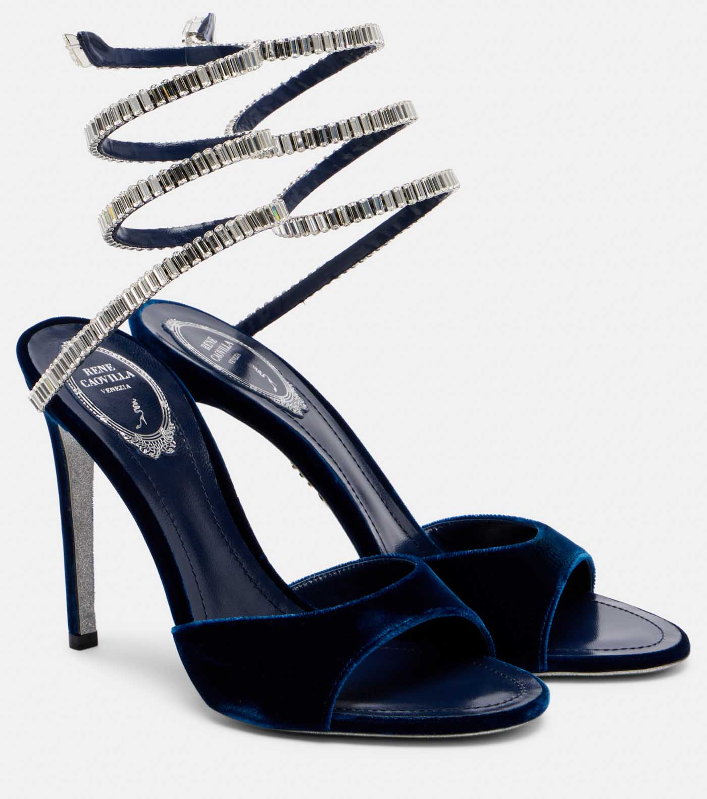 44 Rene Caovilla, Spark 105 Embellished Velvet Sandals, Mytheresa.com