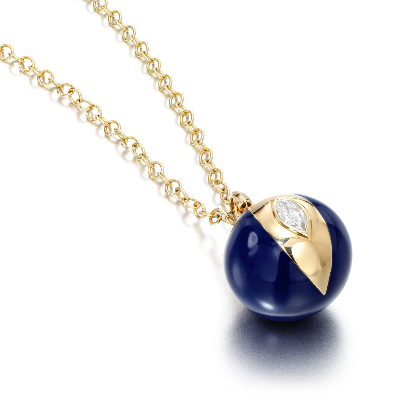 64 Terra Nova Blue Enamel And Diamond Petite Necklace