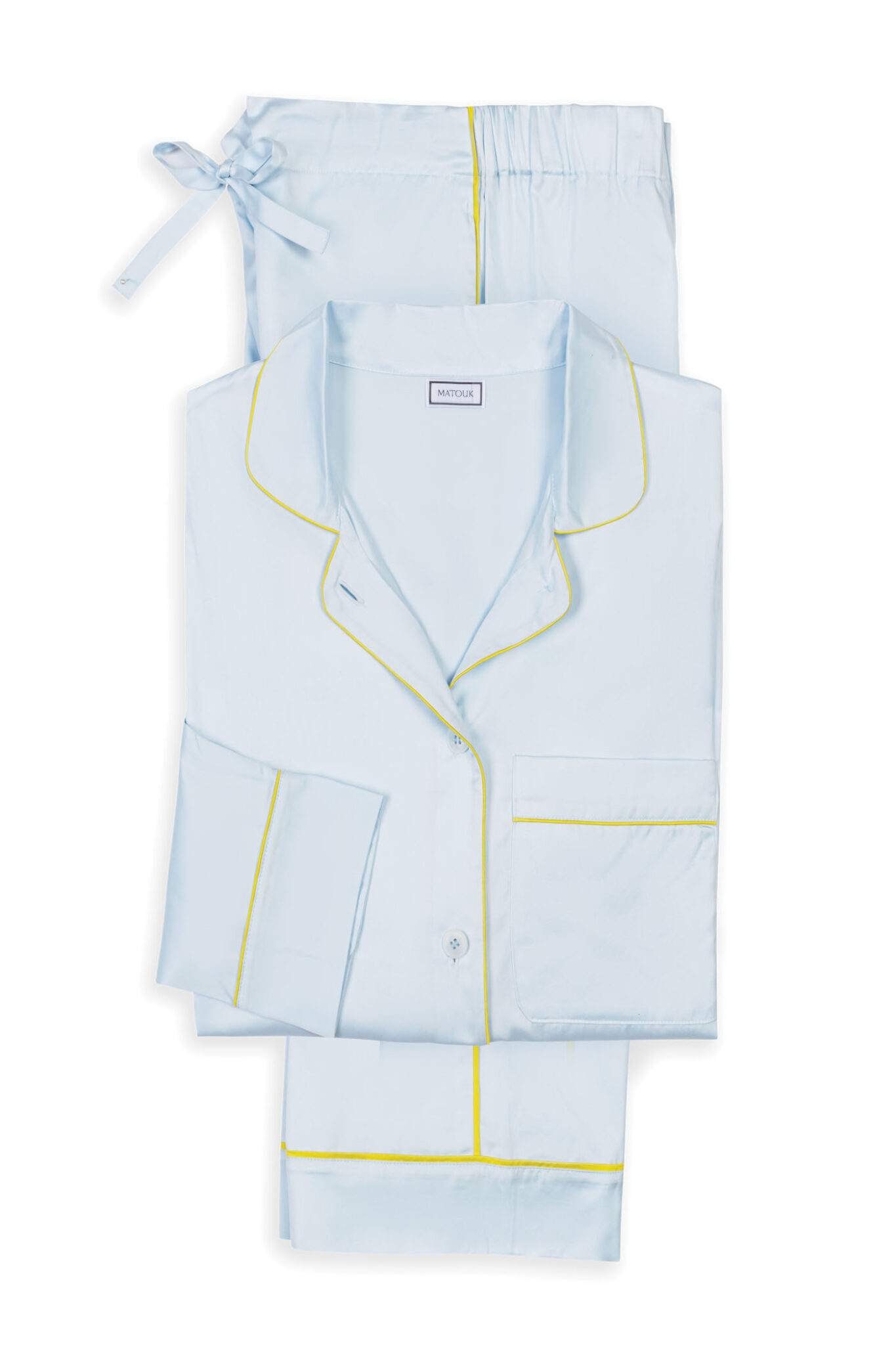 84 Matouk, Nocturne Pajamas In Blue & Lemon, Matouk.com