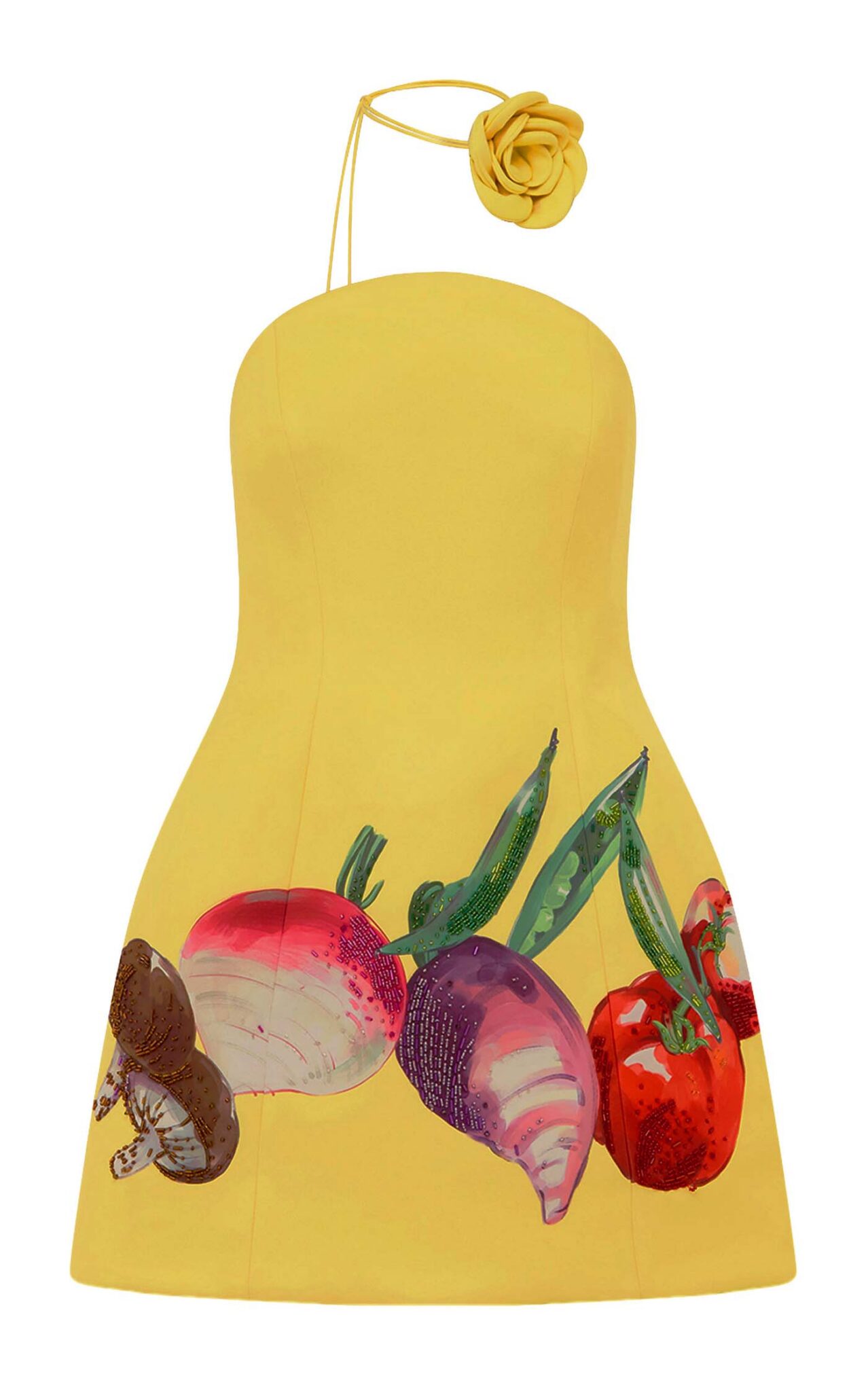 32 Large Leo Lin Yellow Zaria Strapless Bustier Mini Dress