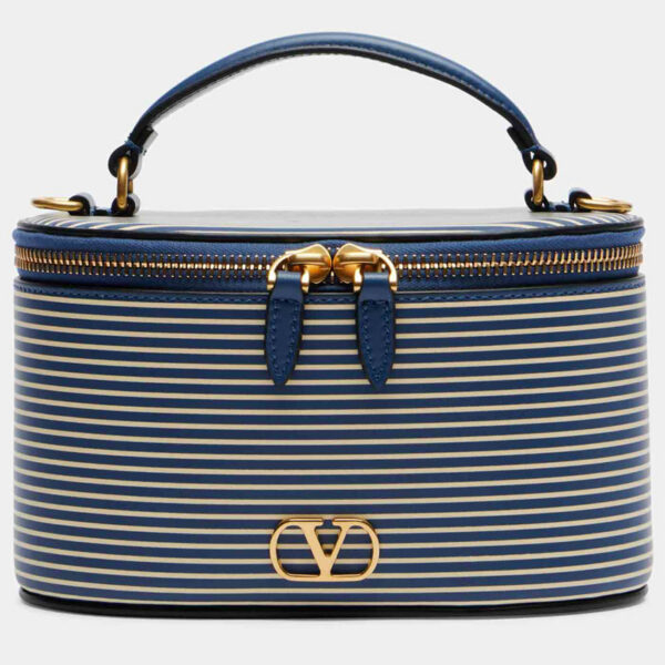 34 Main Valentino Garavani, Vlogo Mini Striped Leather Vanity Bag, Mytheresa.com