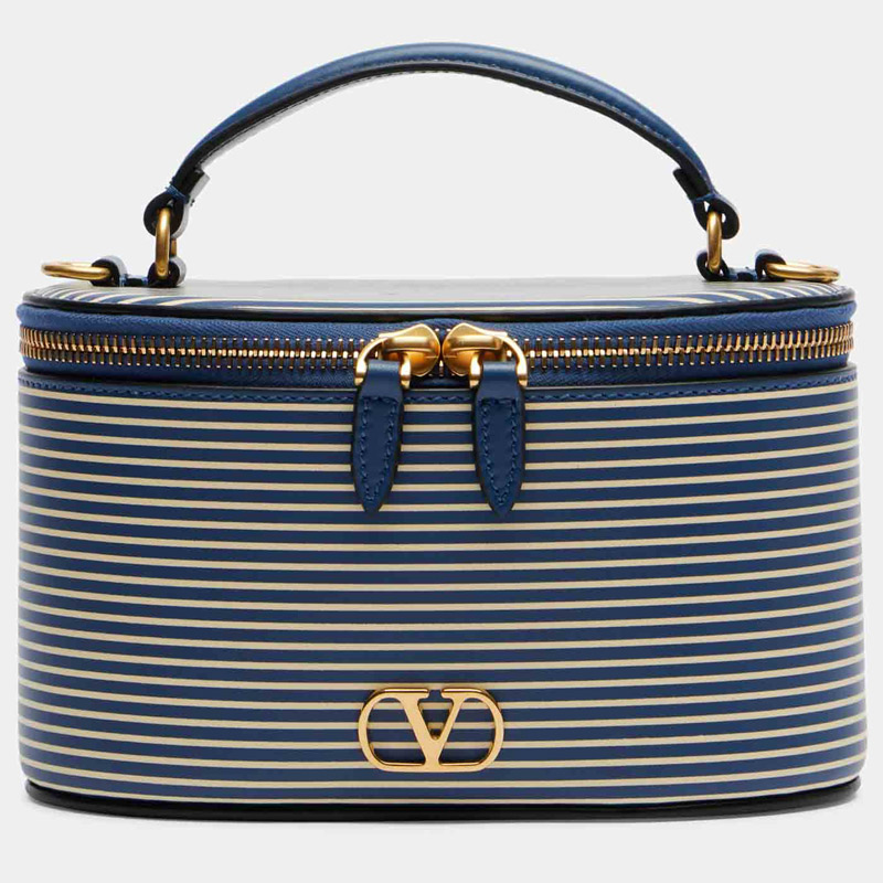 34 Main Valentino Garavani, Vlogo Mini Striped Leather Vanity Bag, Mytheresa.com