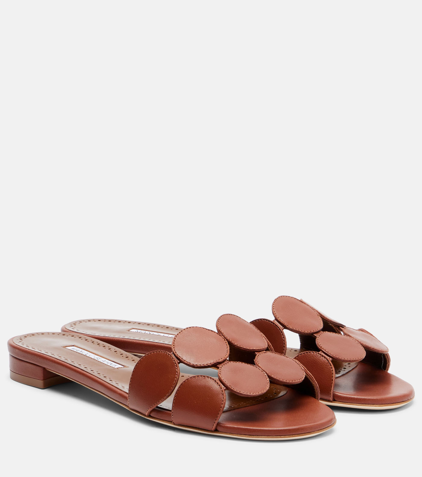 36 Manolo Blahnik, Haribalmuflat Leather Slides, Mytheresa.com