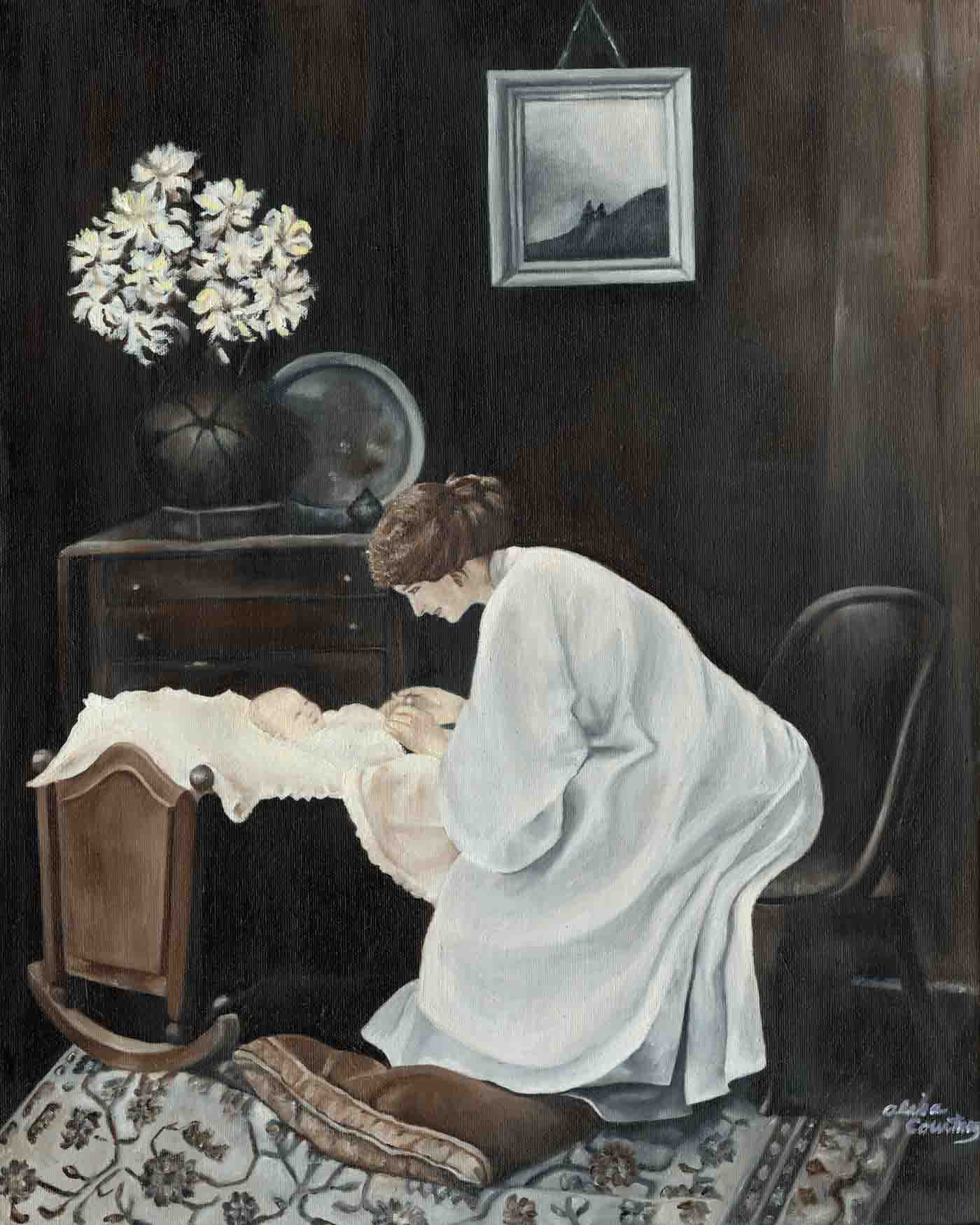 50 Mother And Child, 20 X 16, Oil On Canvas