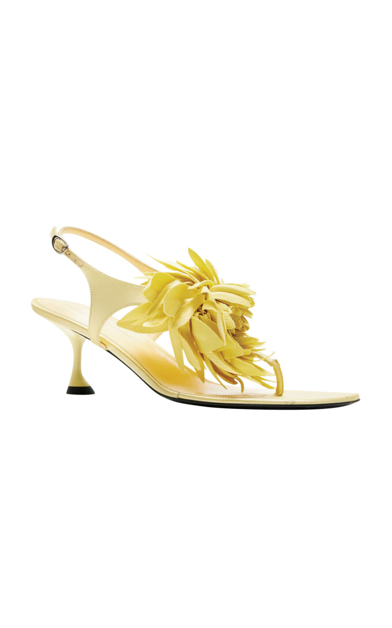 32 Large Proenza Schouler Yellow Tee Thong Flower Sandals In Satin