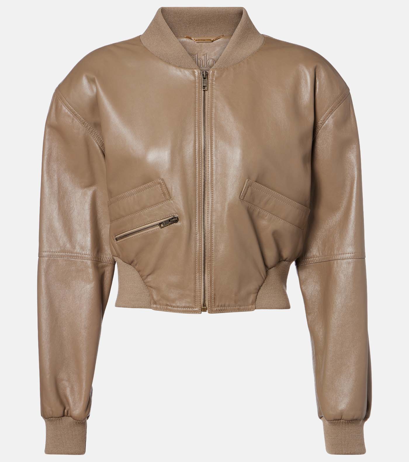 34 Chloé, Cropped Leather Bomber Jacket, Mytheresa.com