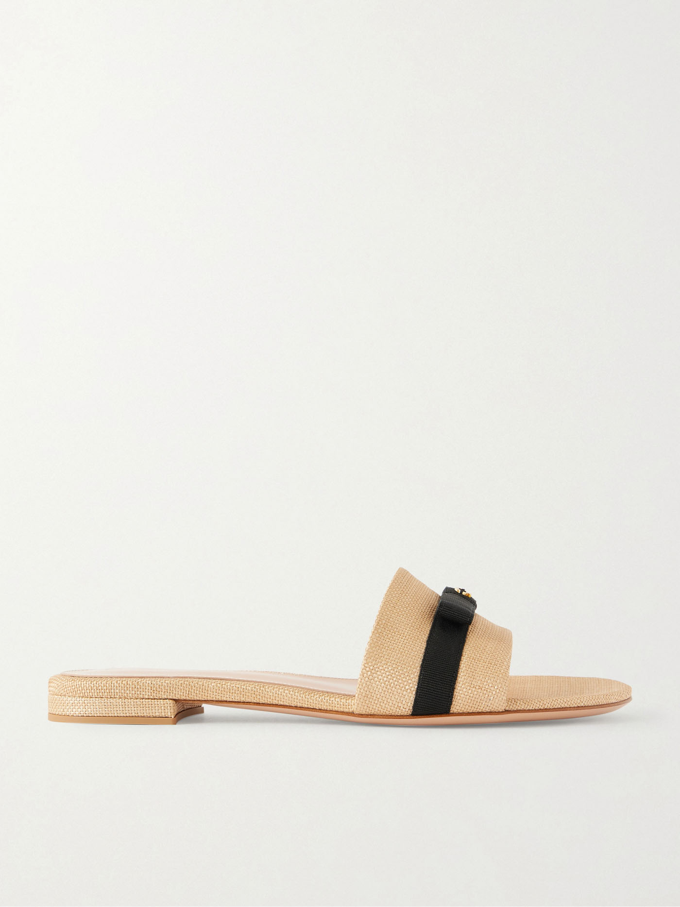 34 Gianvito Rossi, Grosgrain Trimmed Raffia Slides, Net A Porter.com