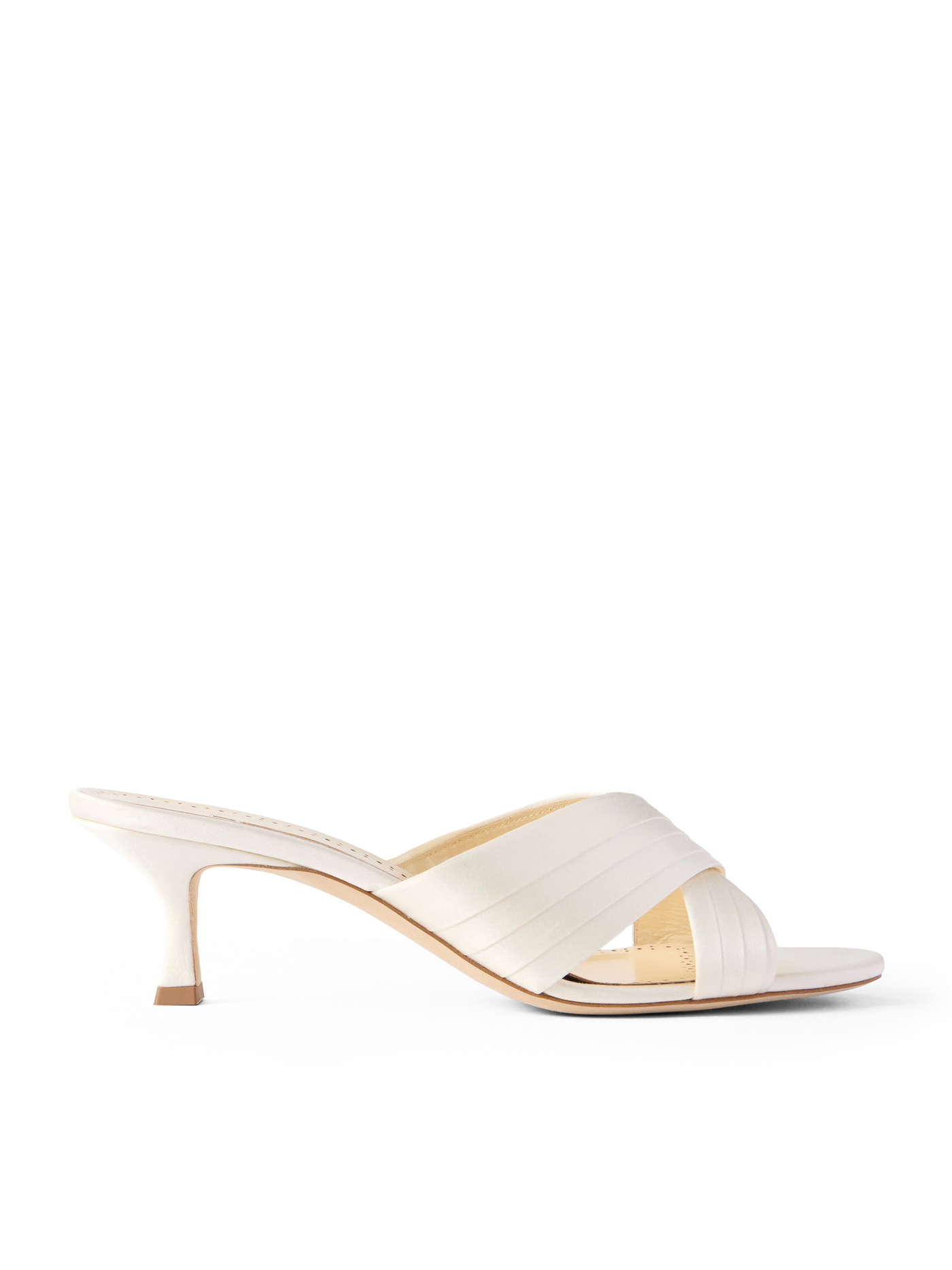 36 Manolo Blahnik Viera 50 Satin Mules, $1,065, Net A Porter.com