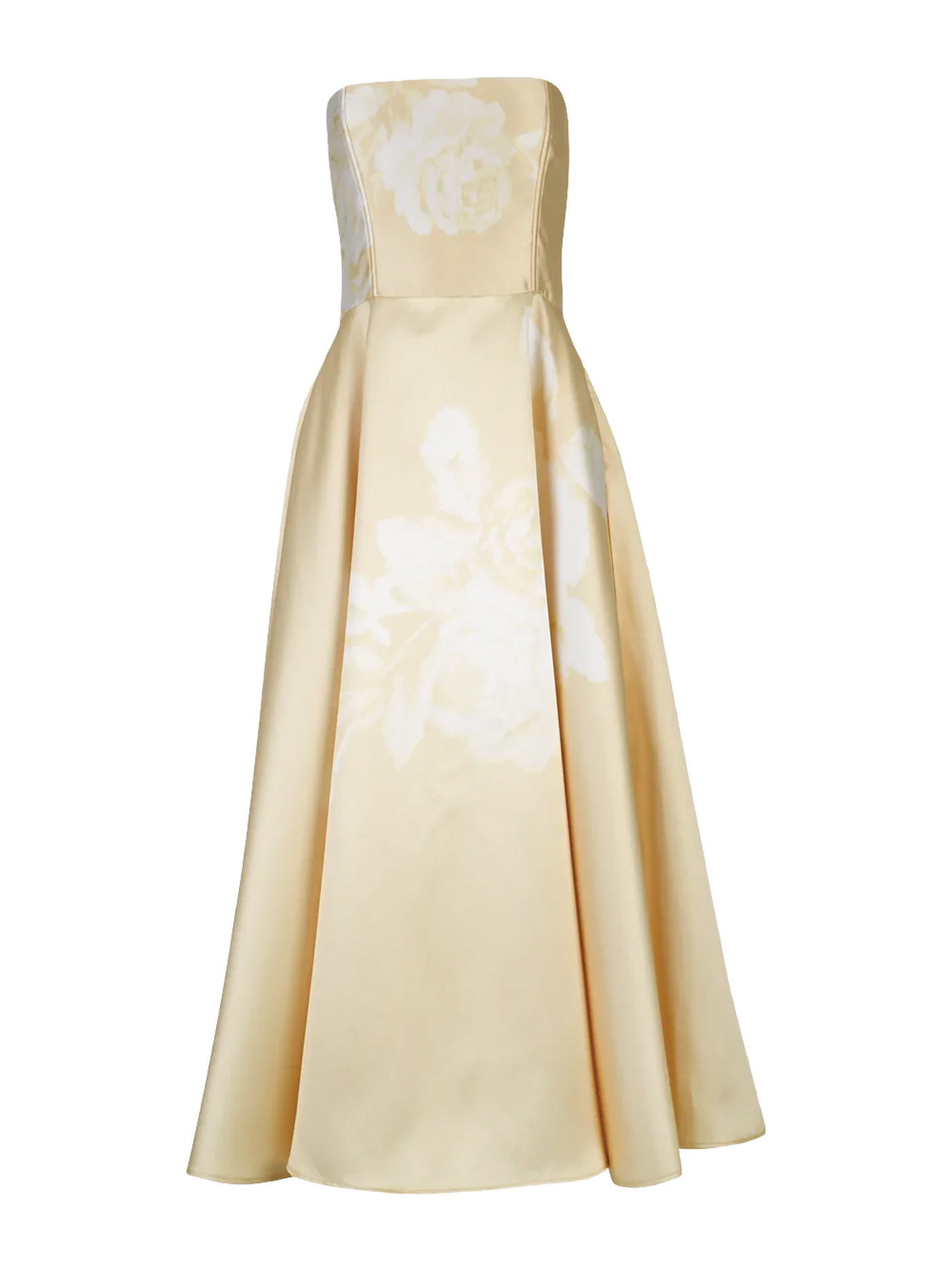 36 Marques Almeida Printed Heavy Satin Strapless Midi Dress, $890, Lilliealexanderboutique.com