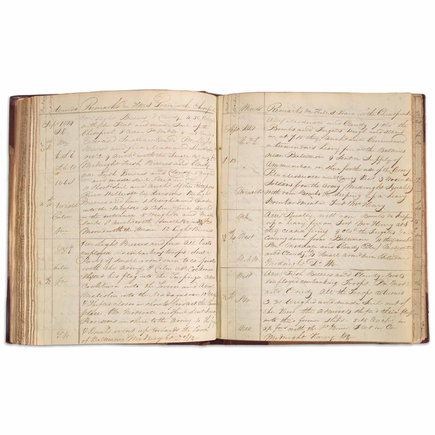 56 Logbook Of The Hms Trave, First Hand Account Of Shelling Of Fort Mchenry