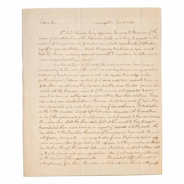 56 Main Thomas Jefferson Autograph Letter, Signed To Marquis Chastellux