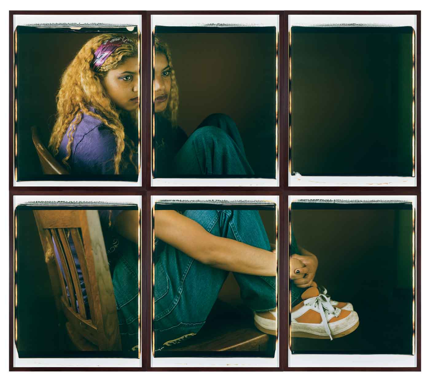 Dawoud Bey, Carrie I, 1997. Internal Dye Diffusion Transfer Print; Six Parts, Each: 30 3/4 X 23 3/8 In. (78.1 X 59.4 Cm); Installed: 61 1/2 X 70 1/8 In. (156.2 X 178.1 Cm). Collection Museum Of Contemporary Art Chicago, Restricted Gift Of Jane And Gary Wi