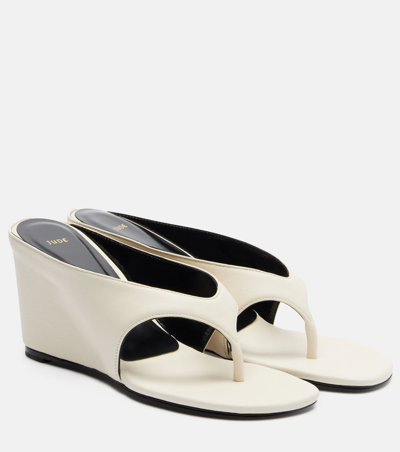 36 Jude Yoga Leather Wedge Thong Sandals, $635, Lilliealexanderboutique.com