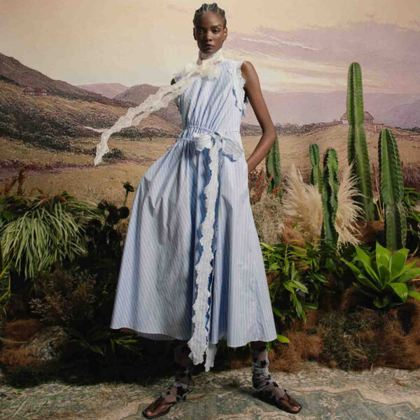 36 Main Kika Vargas Hanna Dress With Blue Stripes, $865, Lilliealexanderboutique.com