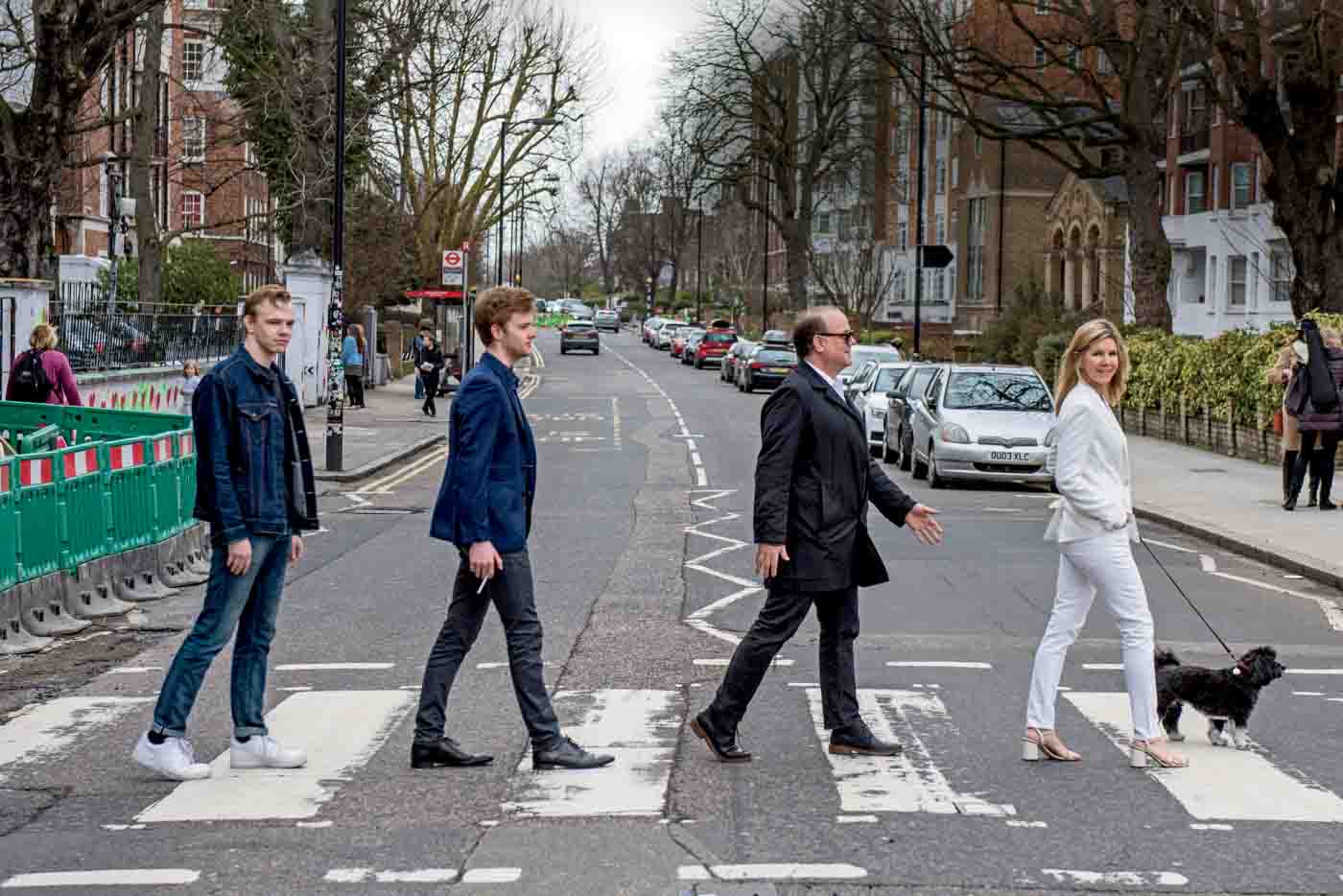104 Pt, Matthew, Phil, And Rocky Clement On The Abbey Road Crosswalk Close To Their Former Home In St. John's Wood In London