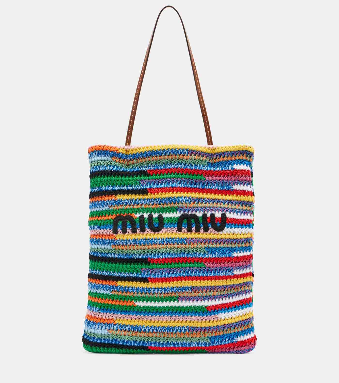 6 Miu Miu, Leather Trimmed Crochet Tote Bag, Mytheresa.com