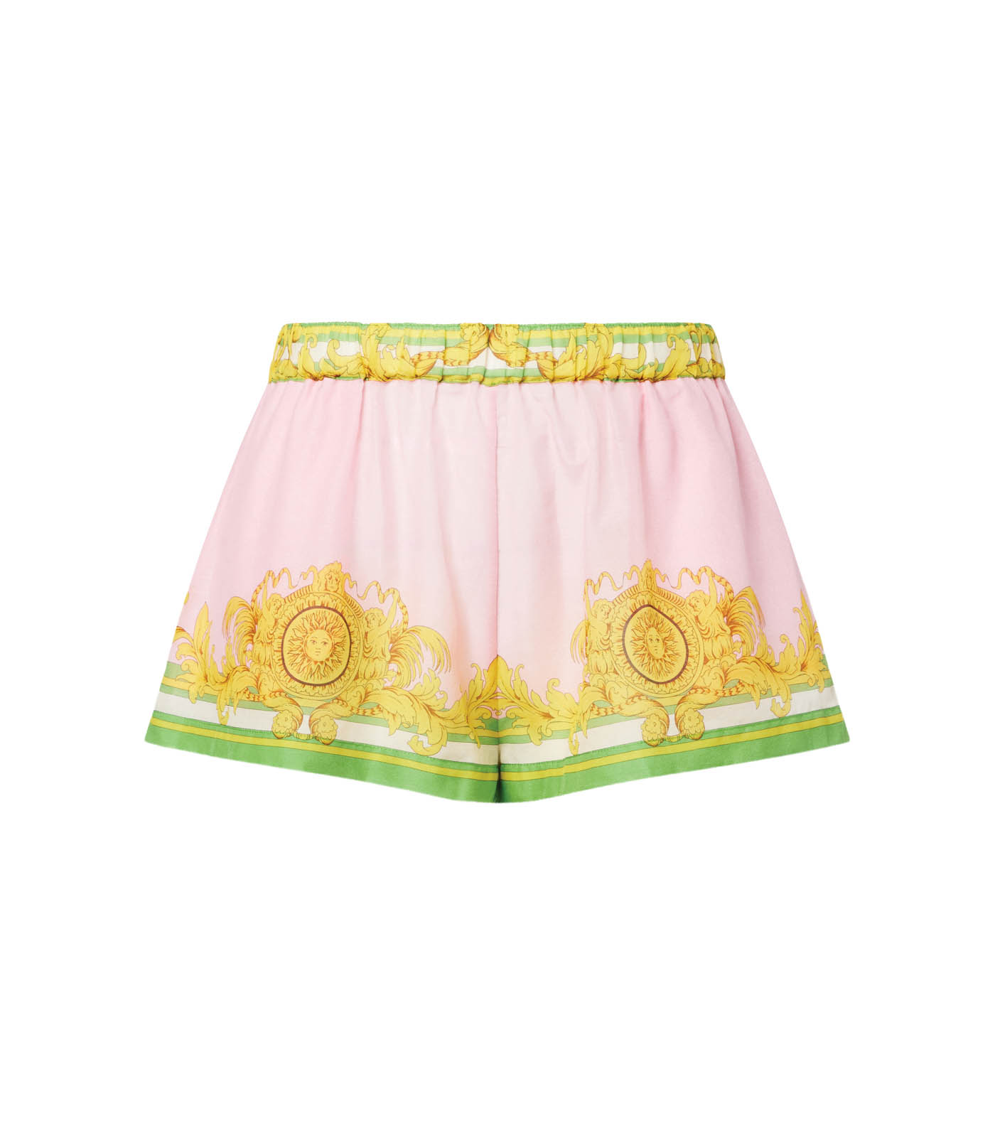 33 Versace, Printed Cotton And Silk Voile Shorts, Mythersesa.com