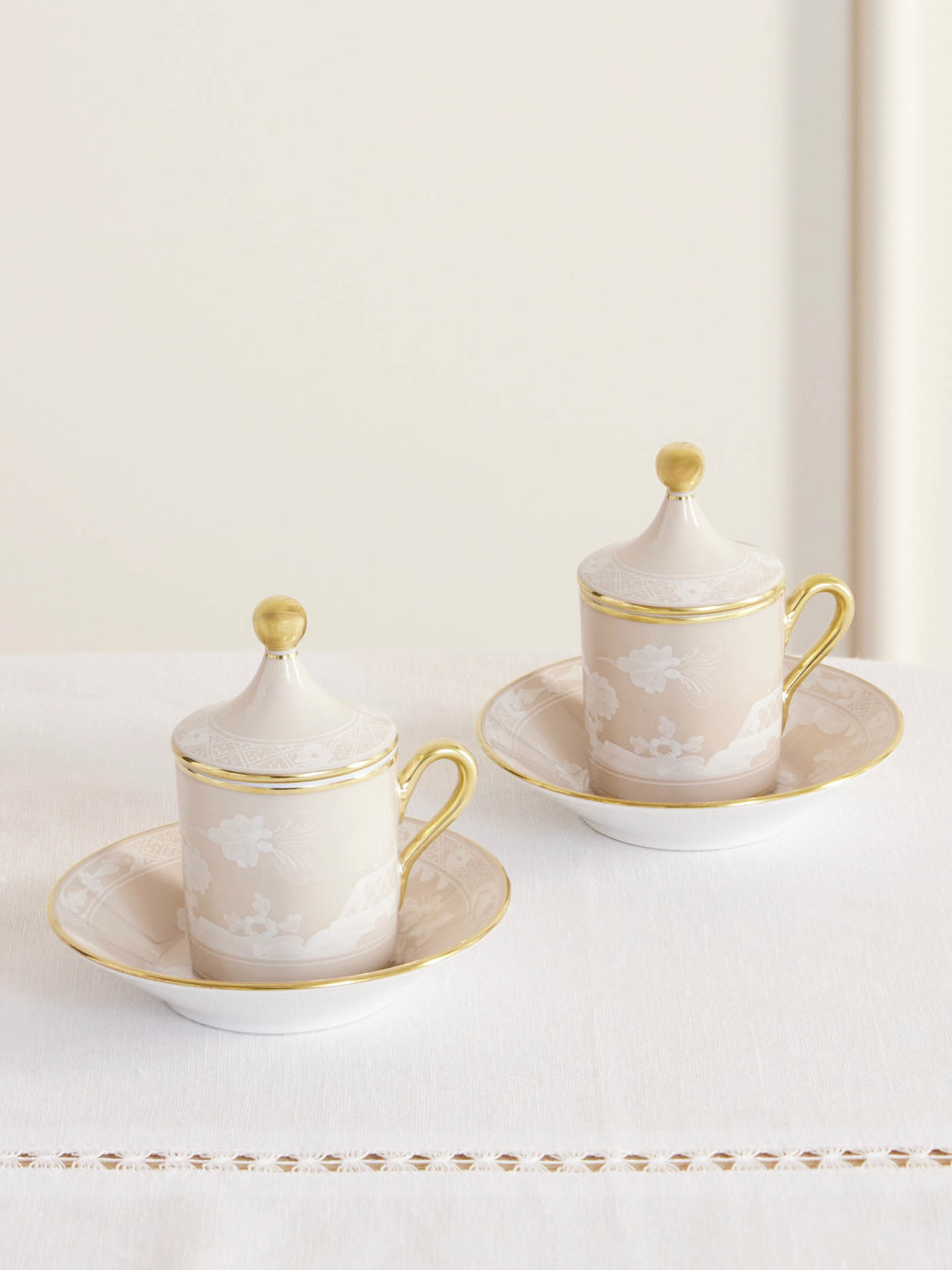 72 Ginori 1735, Oriente Italiano Gold Plated Porcelain Coffee Cups, Covers And Saucers, Net A Porter.com