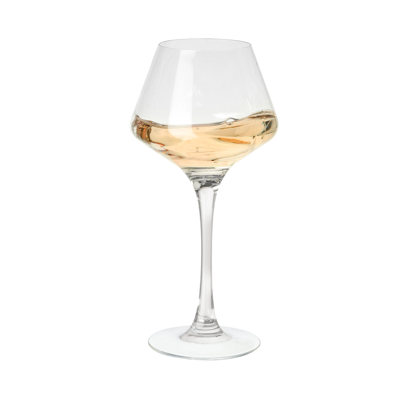 White Wine Splashing In Glass On White Background