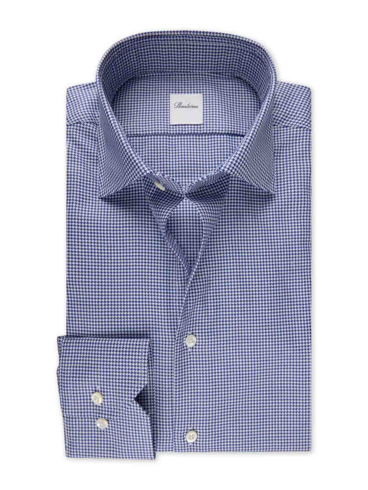 53 Stenstroms Navy Houndstooth Oxford Shirt