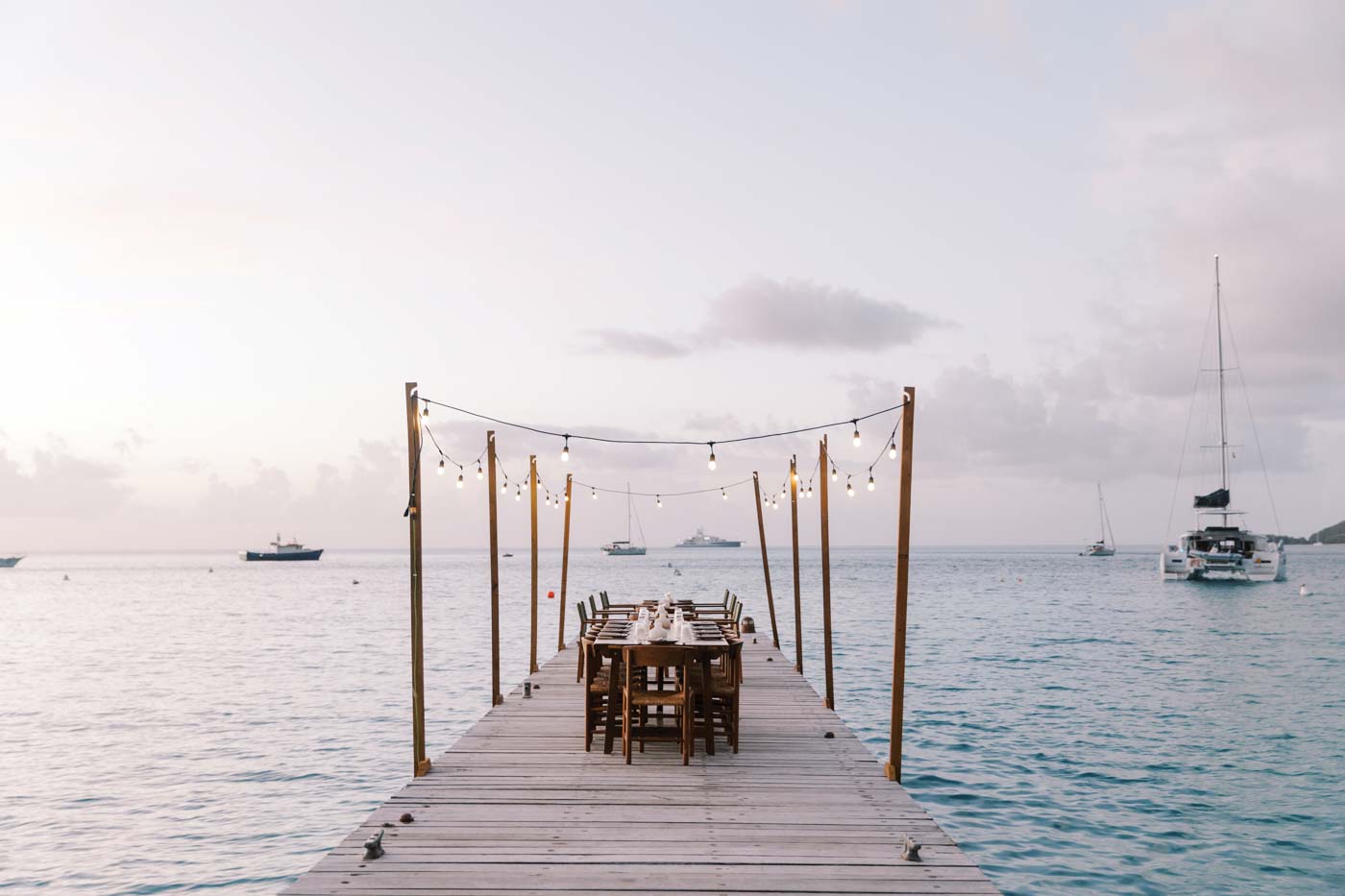 Dining On The Jetty. Soho Beach House, Canouan