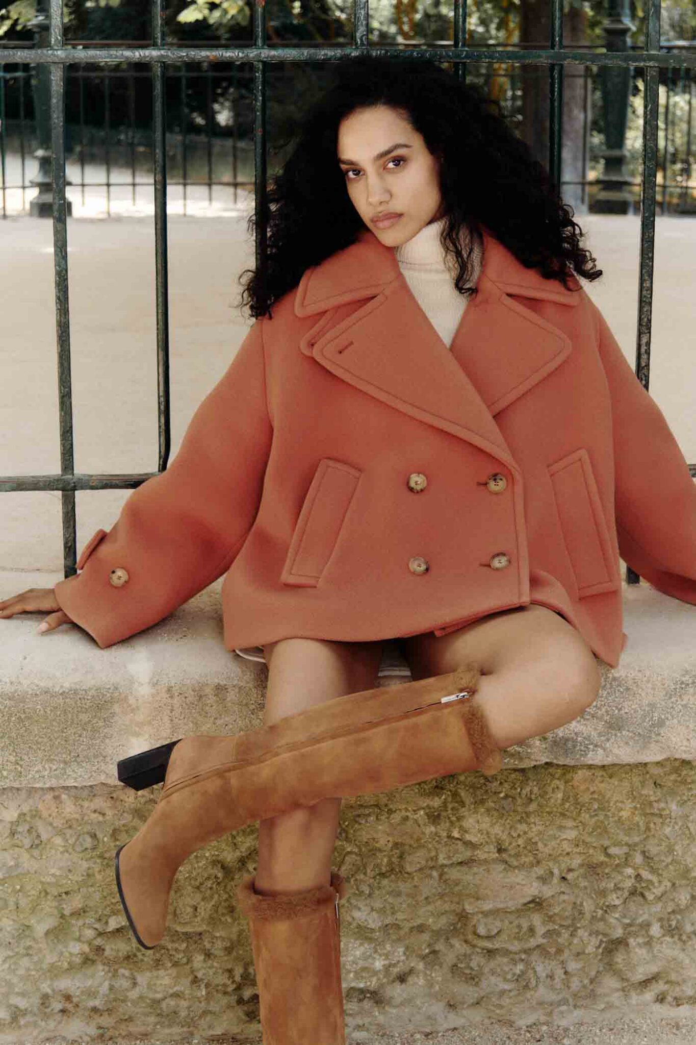 37 Jimmy Choo, Bibi Shearling Trimmed Suede Knee High Boots, Mytheresa.com