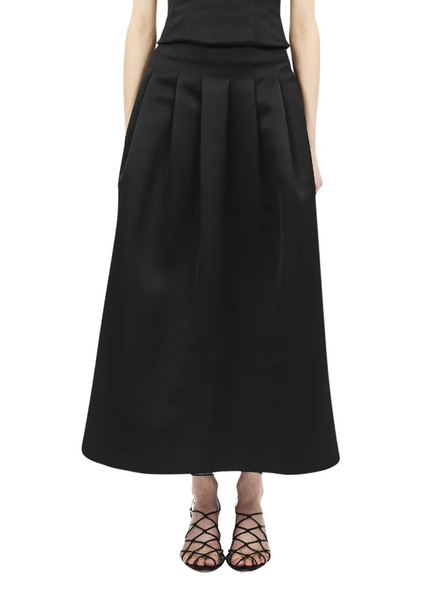 42 Ulla Johnson Delara Satin Midi Skirt, $820, Lilliealexanderboutique.com