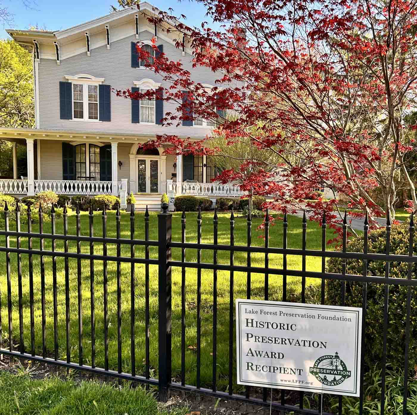 72 Past Preservation Award Recipient, 408 East Illinois Road With The Celebratory Lfpf Sign.